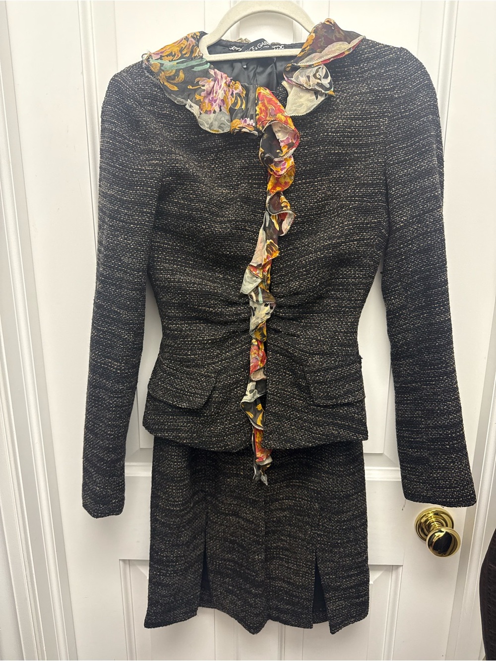 Dolce & Gabbana Black Quilted Jacket with Silver Chain Logo